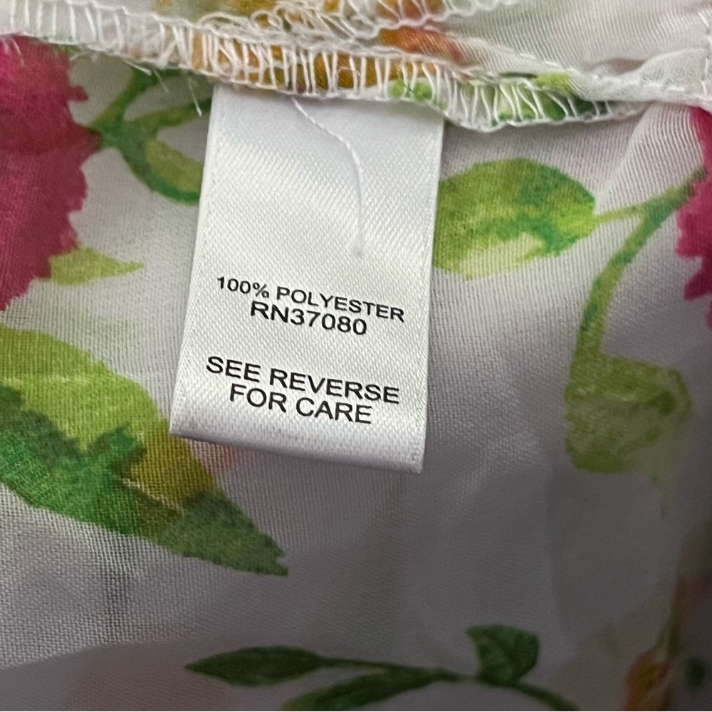 Cato Pintuck Blouse Button Front Floral Sheer White Multicolor 18/20W - Picture 5 of 5